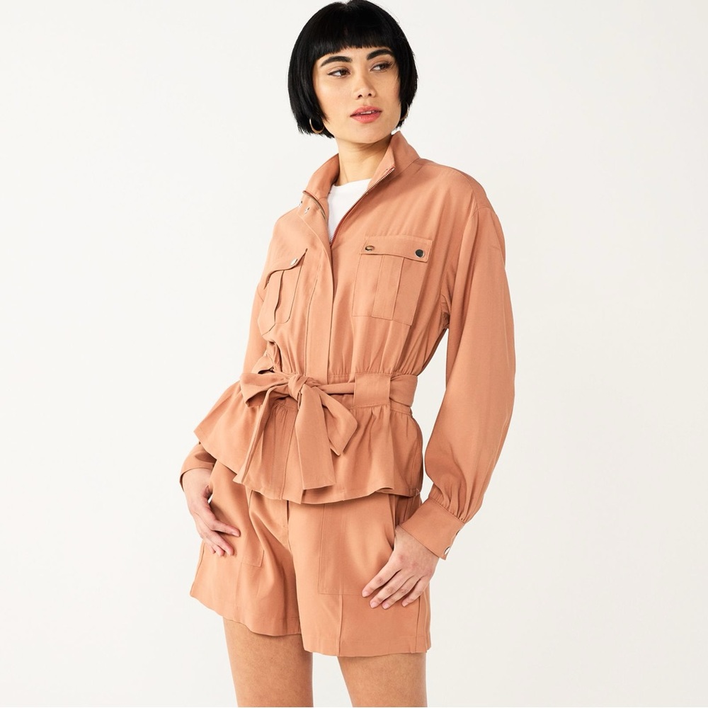 Women's Nine West Belted Utility Jacket SZ M in Mocha